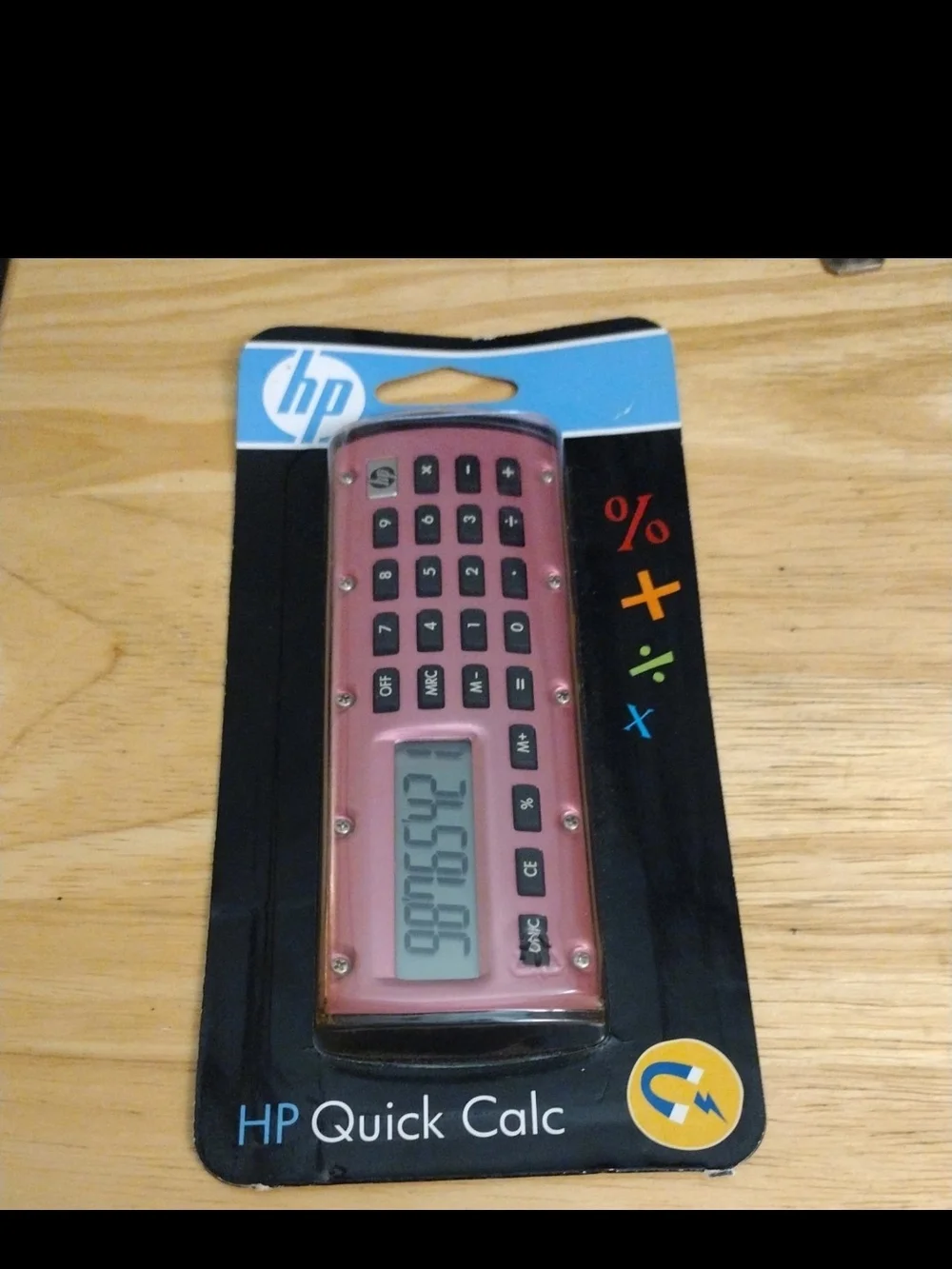 Rare Retro HP Quick Calc Pink Pocket Basic Calculator Magnetic Back New Sealed